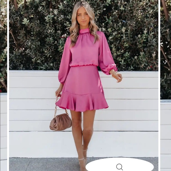 Vici Dresses & Skirts - 💖NWT- VICI CALL ME ANGEL TEXTURED SATIN DRESS - PINK